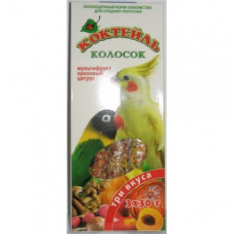 Колосок для волнистых попугаев Природа, коктейль "Чумиза, гибискус, кокос", 3х30г фото
