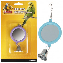 Игрушка для птиц Karlie-Flamingo mirrow round+bell круглое зеркальце с колокольчиком, 6 см фото