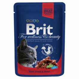 Консервы Brit Premium Cat Pouch тушеная говядина и горошек,  для кошек, 100г фото