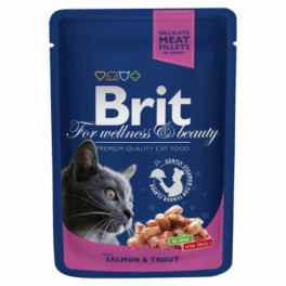 Консервы Brit Premium Cat Pouch  для кошек, лосось и форель, 100г фото