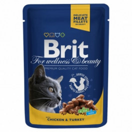 Консервы Brit Premium Cat Pouch  для кошек, курица и индейка, 100г фото