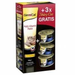Набор Gimcat Multi-Vitamin Paste, 100гр + 3 консервы ShinyCat filet фото