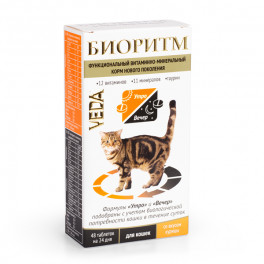 Витаминно-минеральный комплекс VEDA БИОРИТМ со вкусом курицы для кошек, 48 таблеток фото