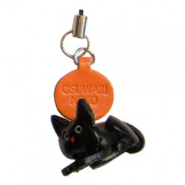 Vanca Сидящий черный кот, 3D брелок на ключи, натуральная кожа фото