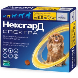 Merial NexGard Spectra НЕКСГАРД СПЕКТРА таблетка от блох и клещей для собак 3,5-7,5кг, S / 1 табл фото
