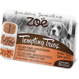 Консервы для собак с курицей, индейкой и смесью овощей Zoe Tempting Trios, 100 г фото