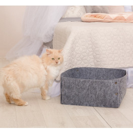 Лежак для кошки Digitalwool Корзина на кнопках, с подушкой DW-92-06, 20х40х40 см фото