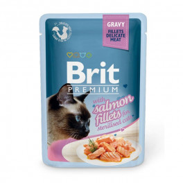 Консервы для стерилизованных кошек Brit Premium Cat pouch филе лосося в соусе, 85 г фото