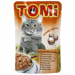 Консервы для кошек TOMi, гусь и печень, пауч, 0.1кг фото