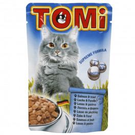 Консервы для кошек TOMi, лосось и форель, пауч, 0.1кг фото