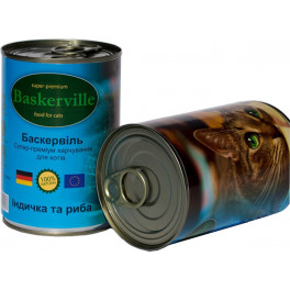 Консервы для котов Baskerville индейка с рыбой, 400г фото