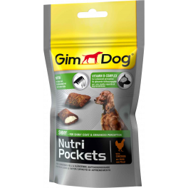 Лакомства GimDog Nutri Pockets Shiny для собак, для шерсти, 45г фото