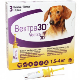 Капли ВЕКТРА 3D для собак весом 1,5-4 кг, 1 пипетка 0,8 мл фото