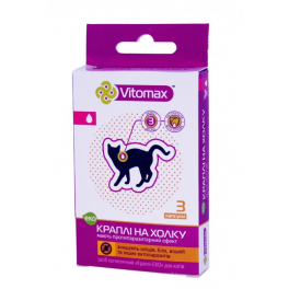 Капли Vitomax-ЭКО – противопаразитарное средство для кошек, 3 пипетки фото