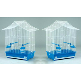 Клетка для птиц AnimAll Helga KS-1, бело-голубая, цинк, 49х32х57,5 см  фото