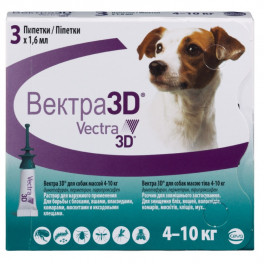 Капли ВЕКТРА 3D для собак весом 4,1-10 кг, 1 пипетка 1,6 мл фото