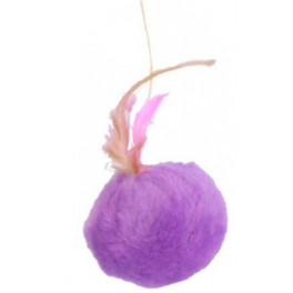 Игрушка Природа Мячик меховой с перьями на резинке фото