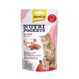 Лакомства GimCat Nutri Pockets для кошек, с говядиной и солодом, 60г фото