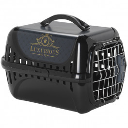 Переноска для котов Moderna Trendy Runner Luxurious Pets IATA с металлической дверью, черная, 49,4х32,2х30,4 см фото